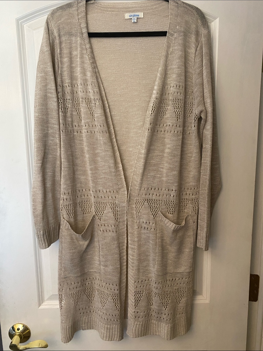 Cocobleu Cream Knit Longline Duster Cardigan Size XL